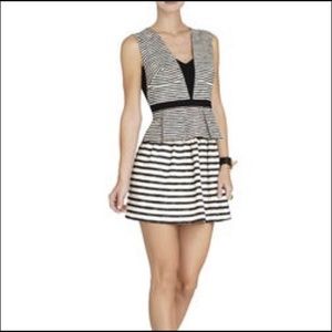 BCBGMaxAzria Striped Peplum Mini Dress